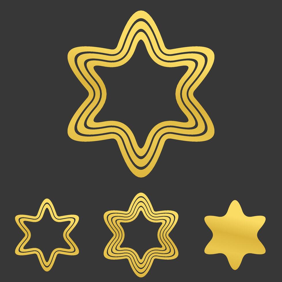 Golden line hexagram logo design set vector