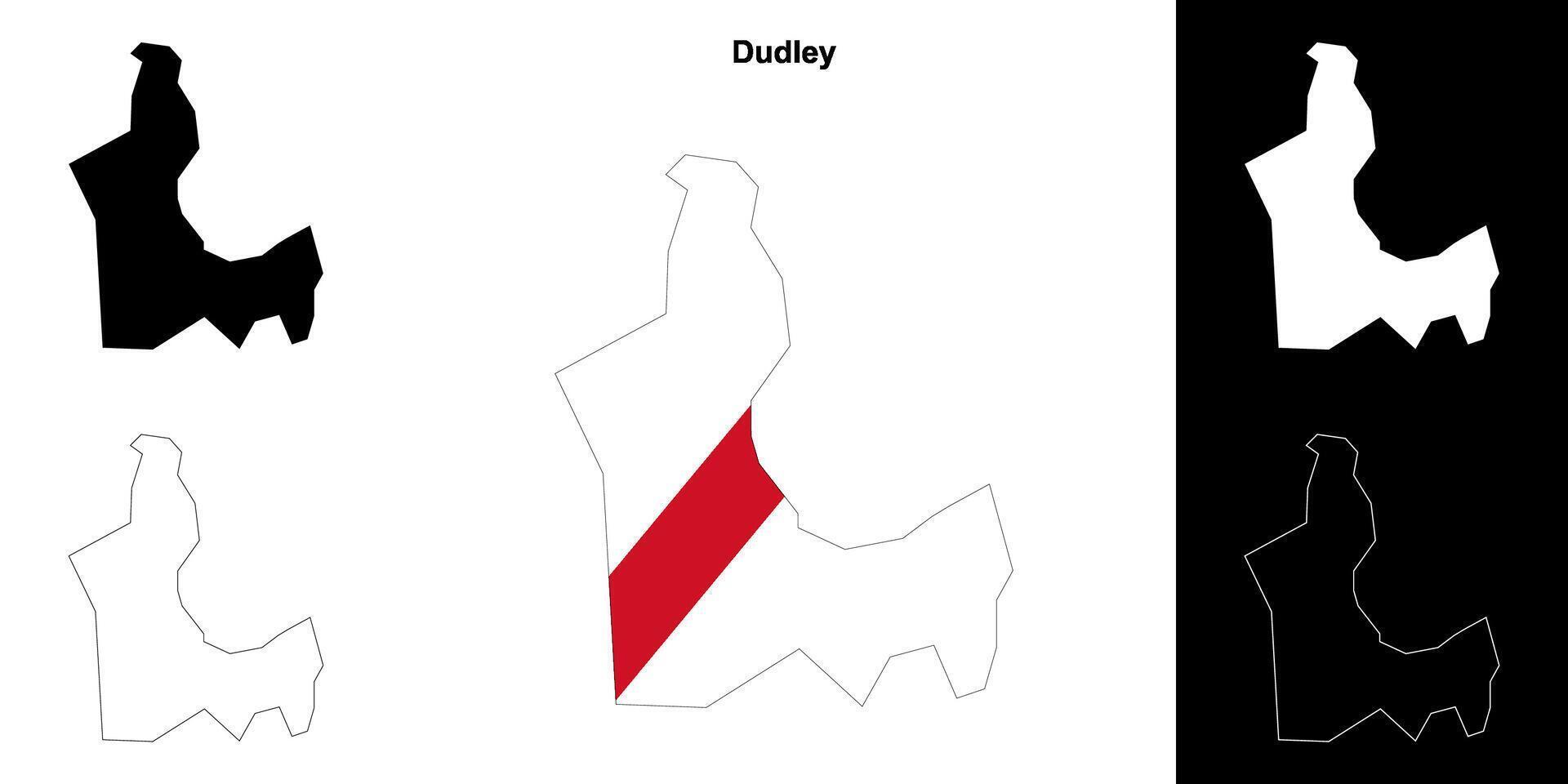 Dudley blank outline map set vector