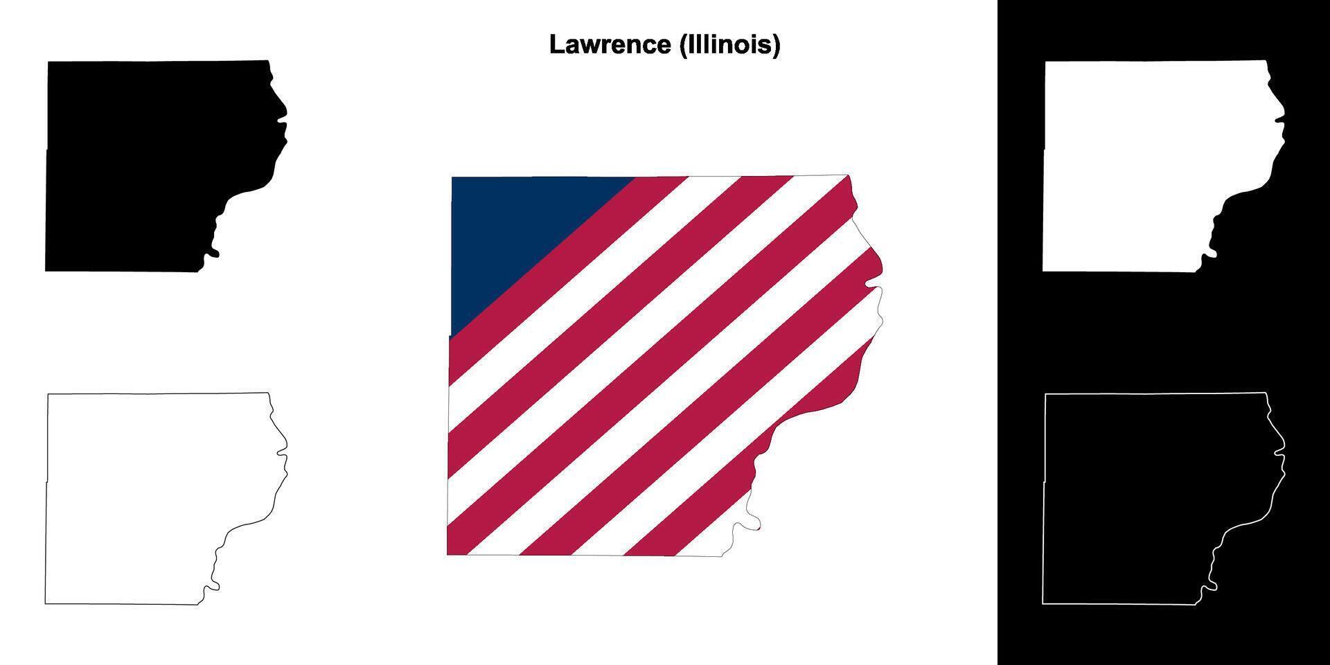 Lawrence County, Illinois outline map set vector