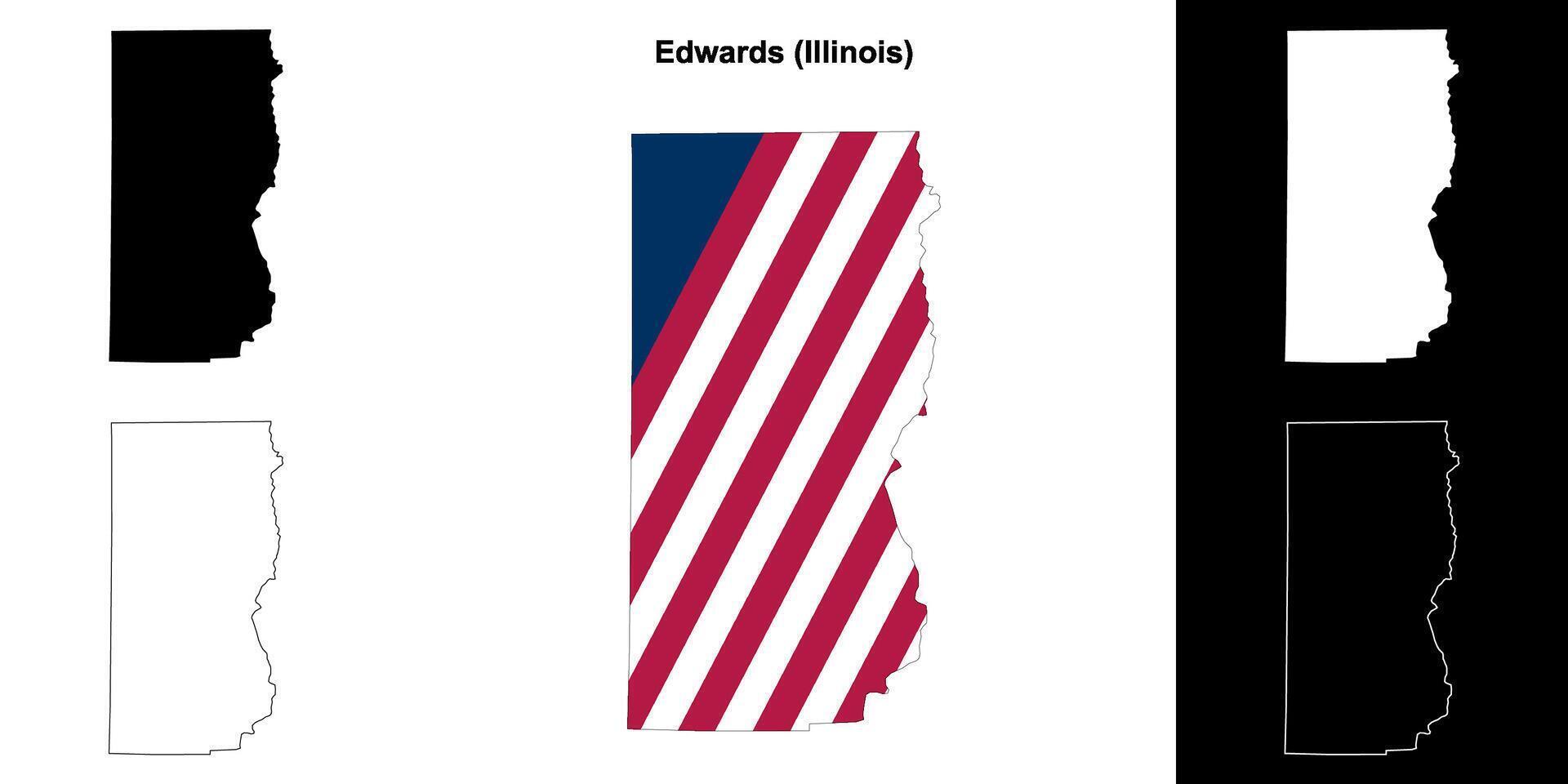 Edwards County, Illinois outline map set vector