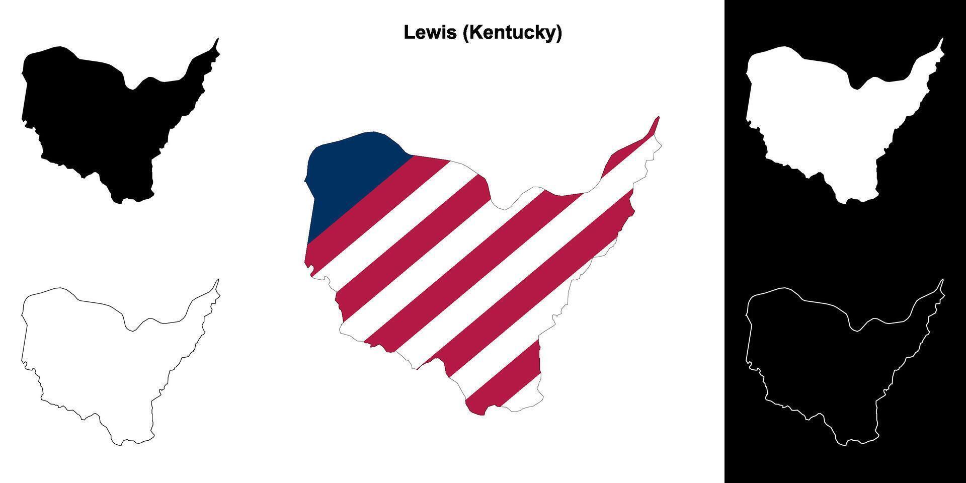 Lewis County, Kentucky outline map set vector