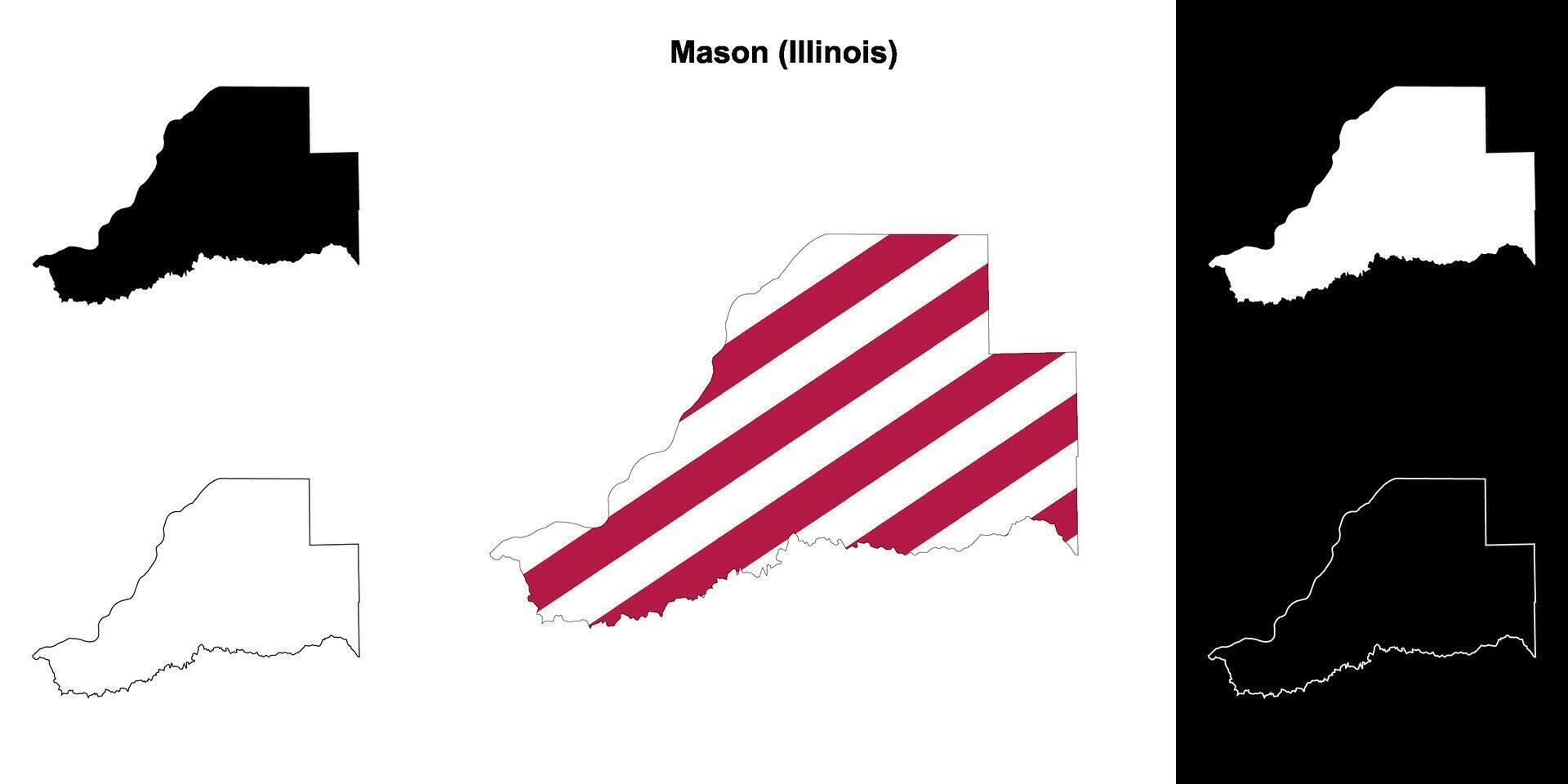 Mason County, Illinois outline map set vector