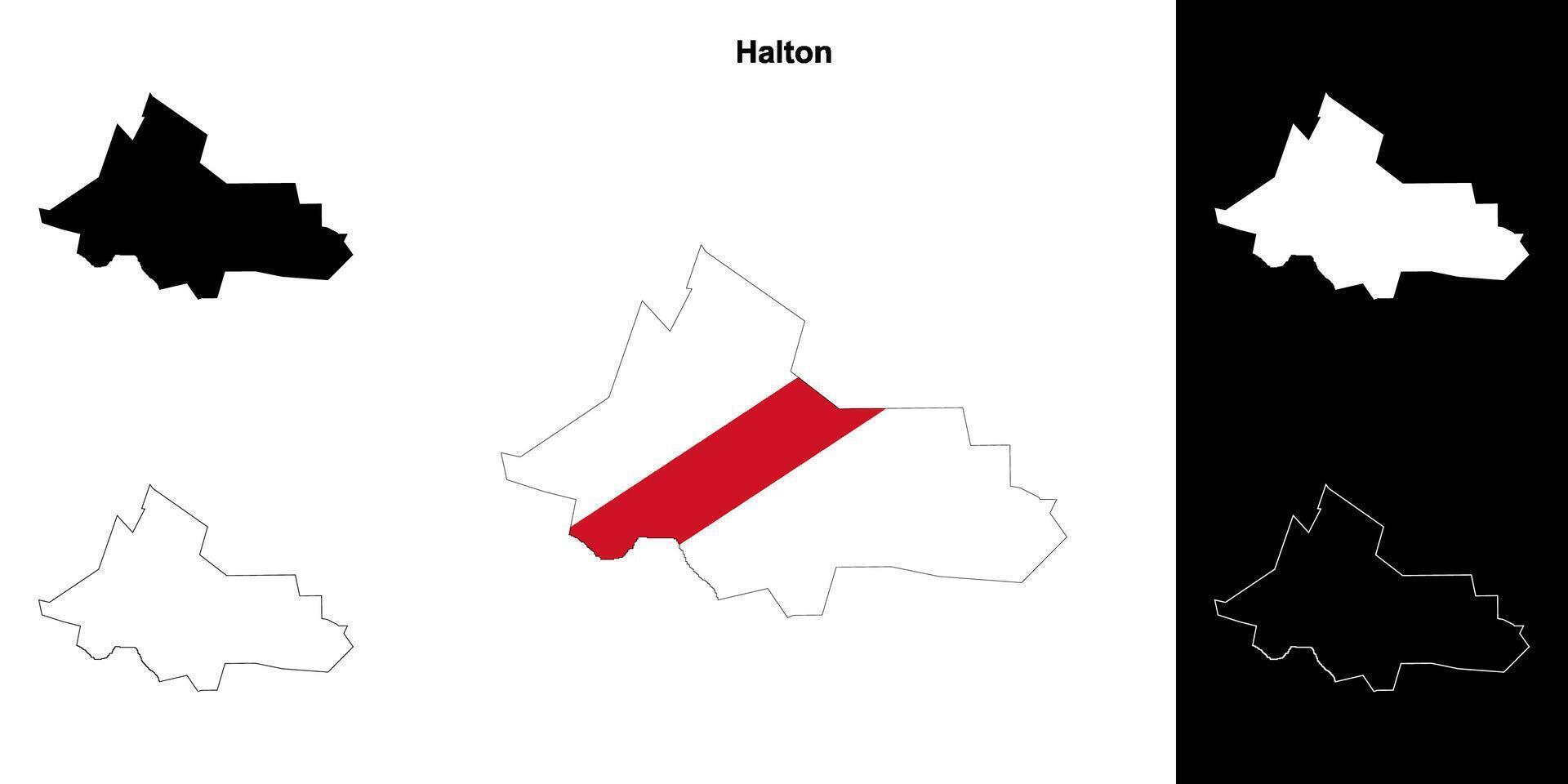 Halton blank outline map set vector