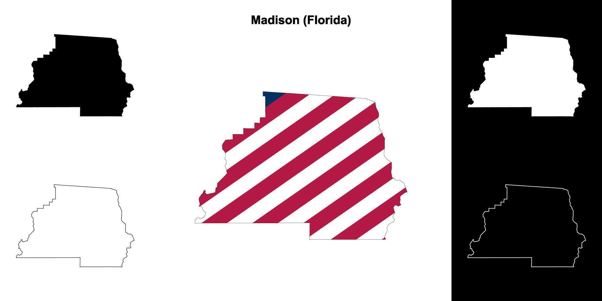 Madison County, Florida outline map set vector