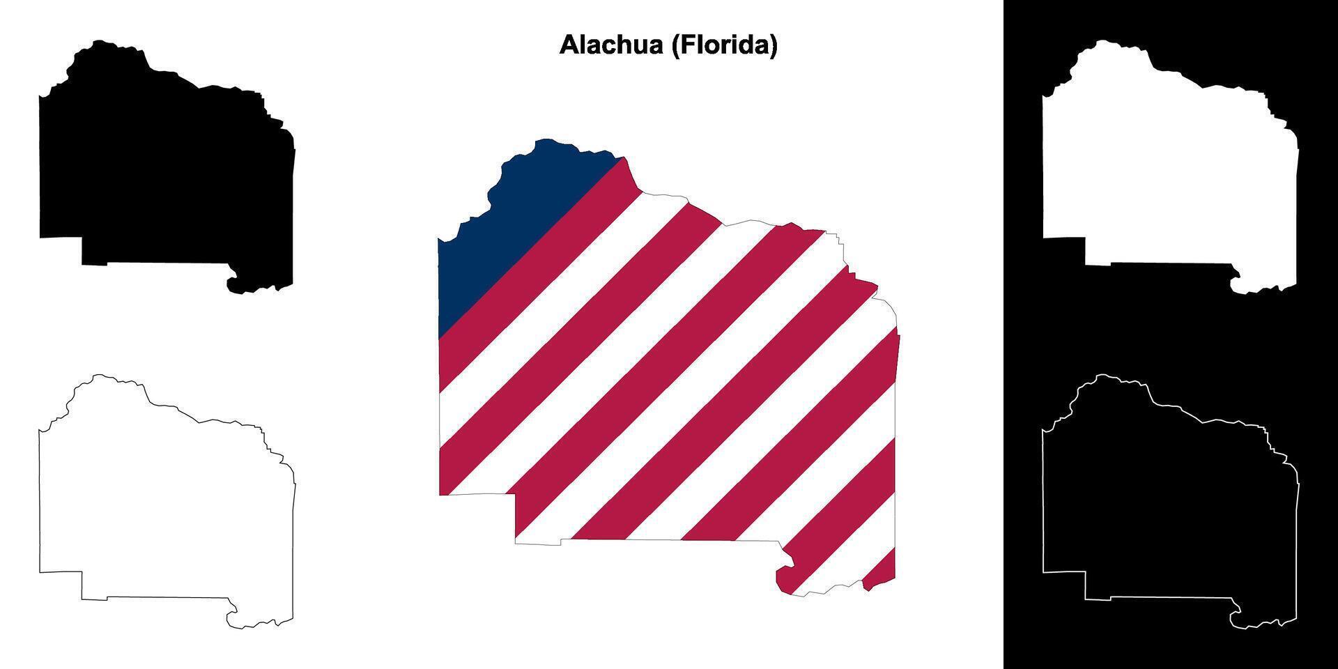 Alachua County, Florida outline map set vector