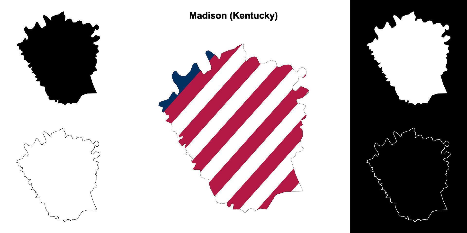 Madison County, Kentucky outline map set vector