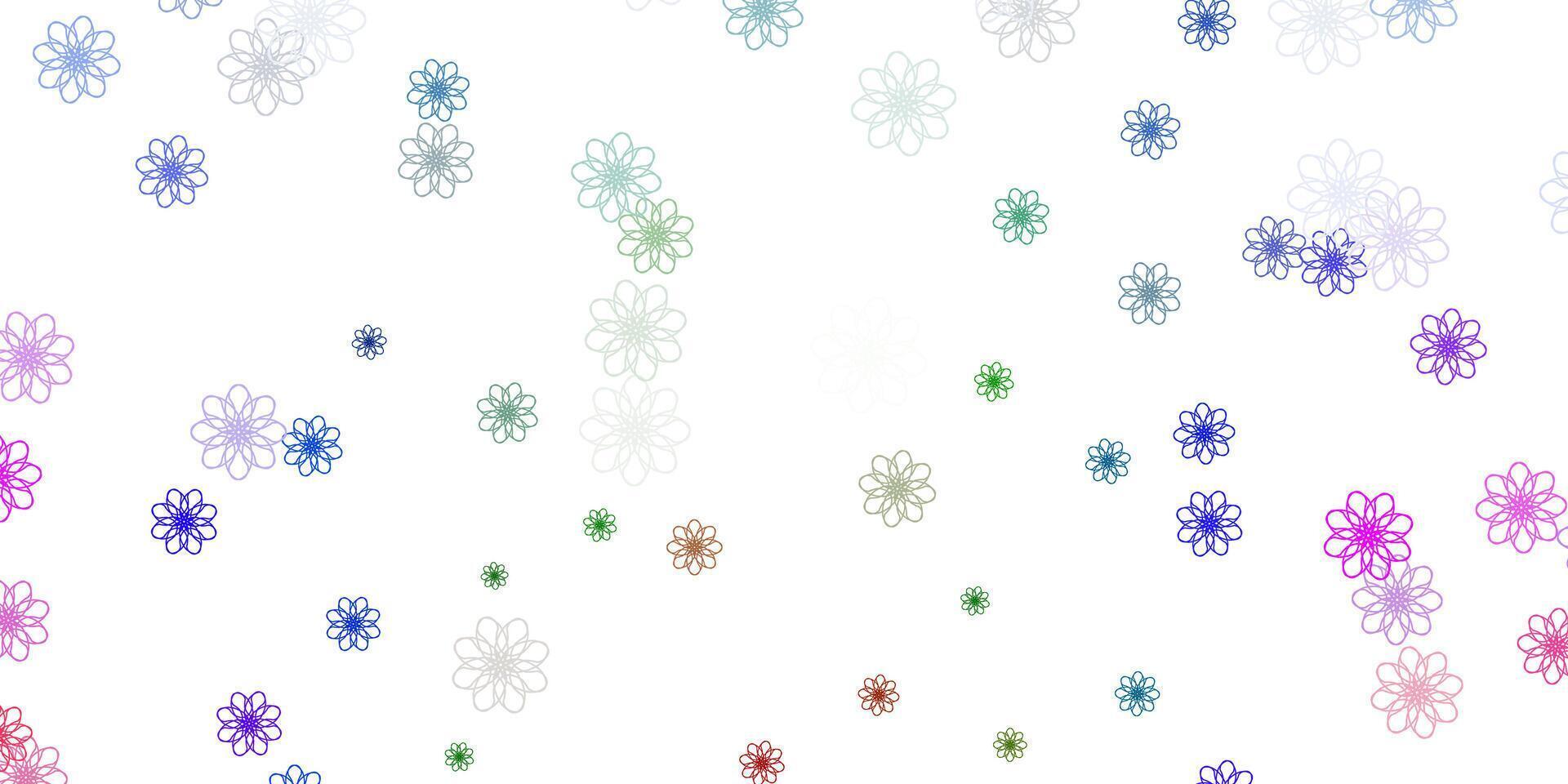 Light Multicolor doodle pattern with flowers. vector