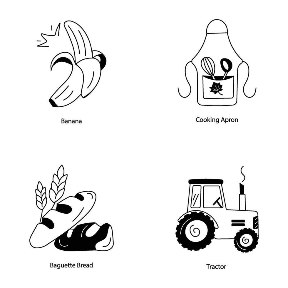 Set of Thanksgiving Accessories Doodle Icons vector