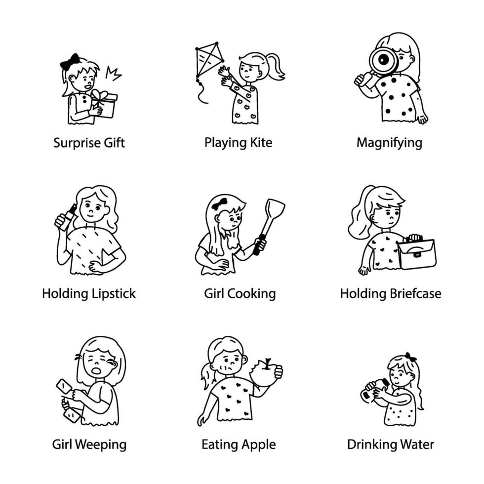Bundle of Kids Activities Doodle Icons vector