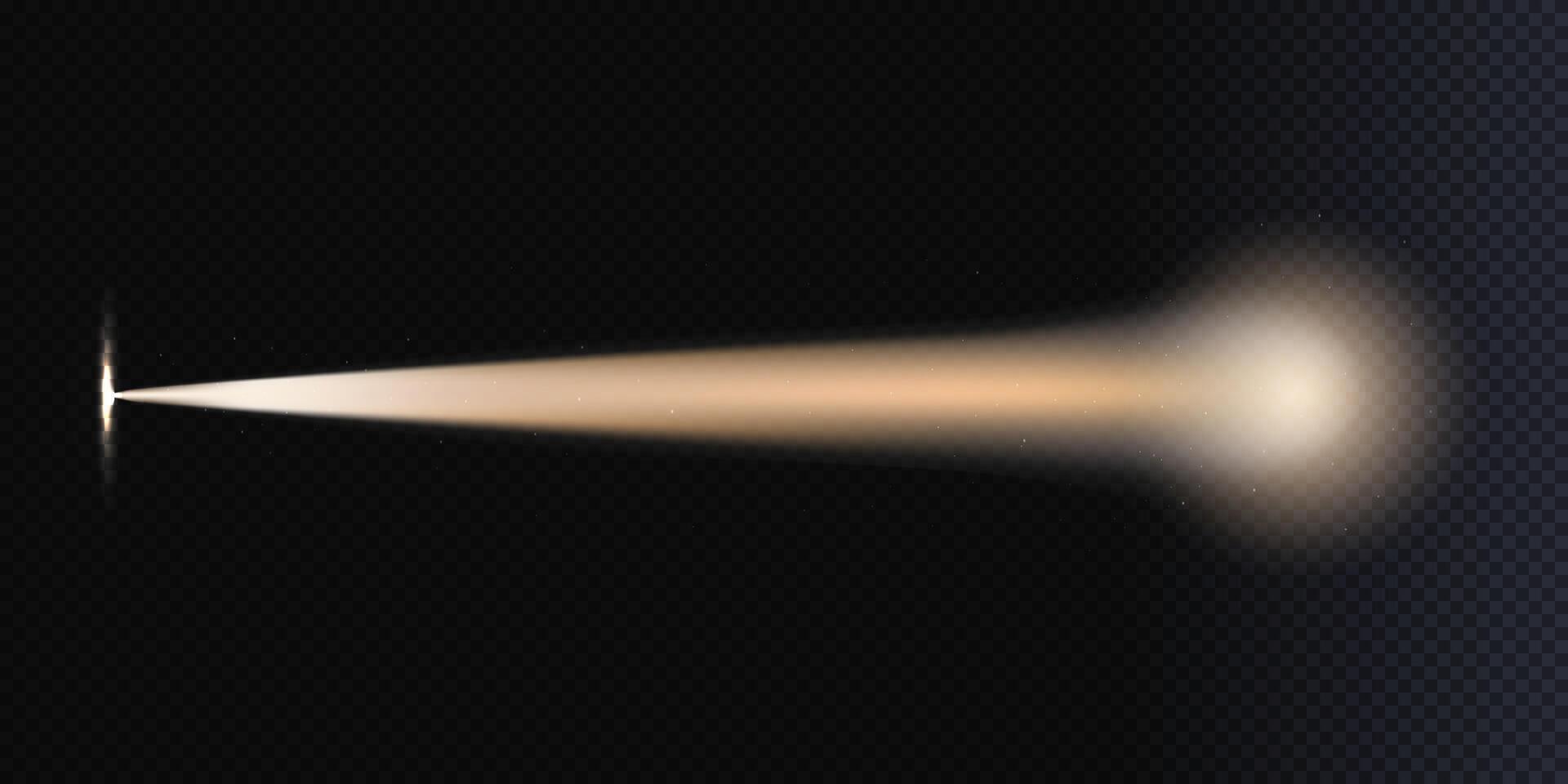 Flashlight beam directed on the wall realistic illustration. vector