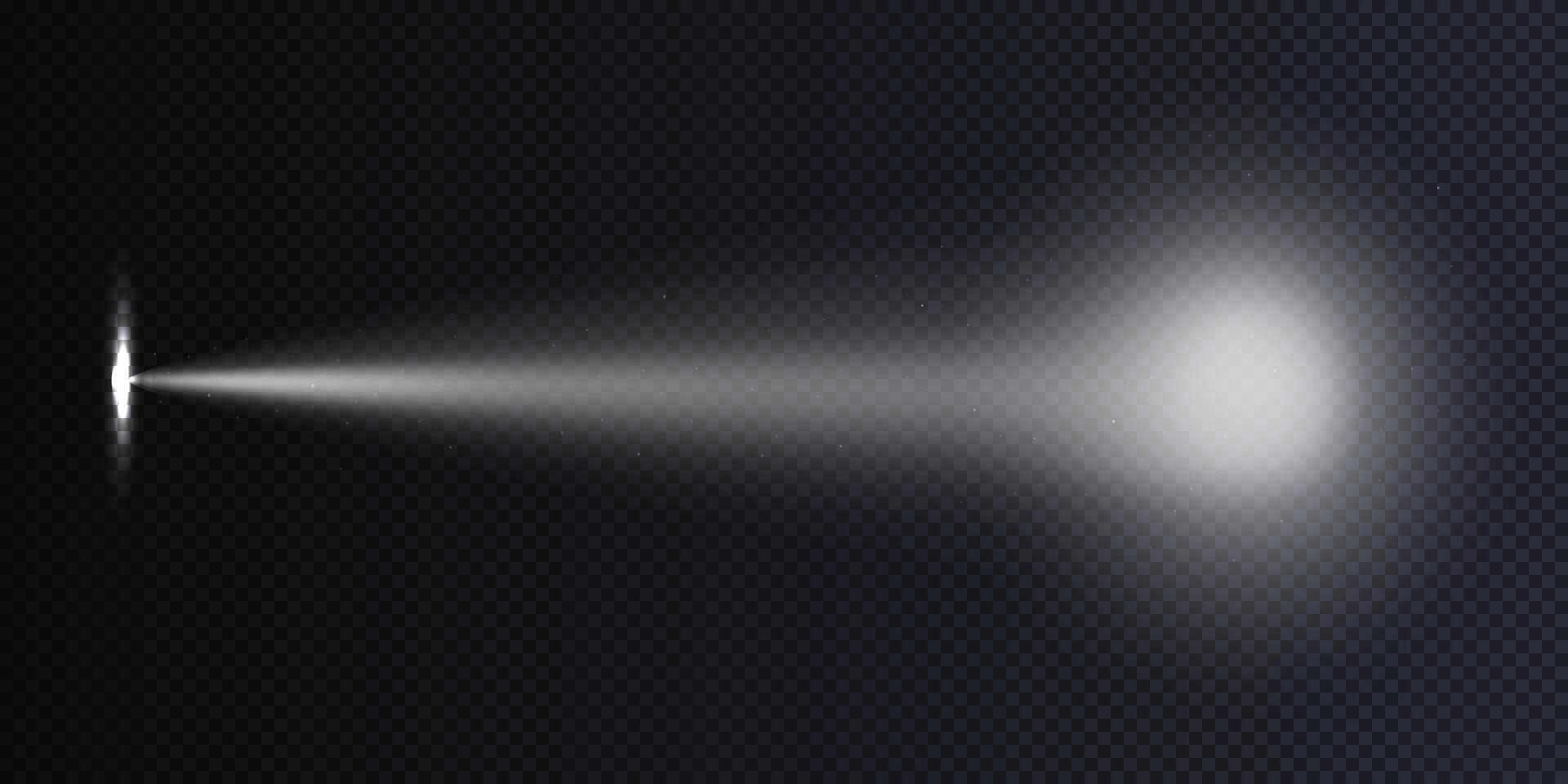 Flashlight beam directed on the wall realistic illustration. vector