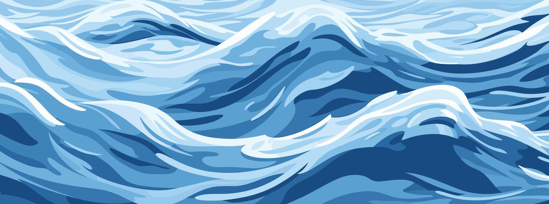 Blue ripples and water splashes waves surface flat style design illustration. vector