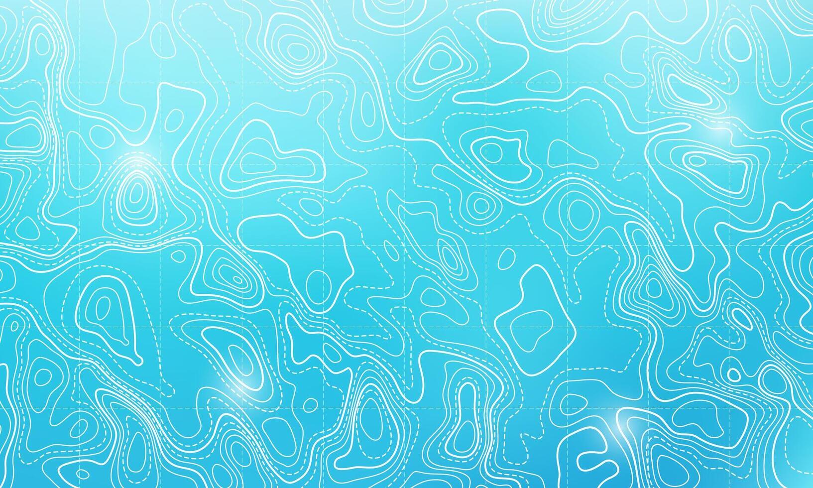 Ocean bottom topographic line map curvy wave isolines illustration. vector