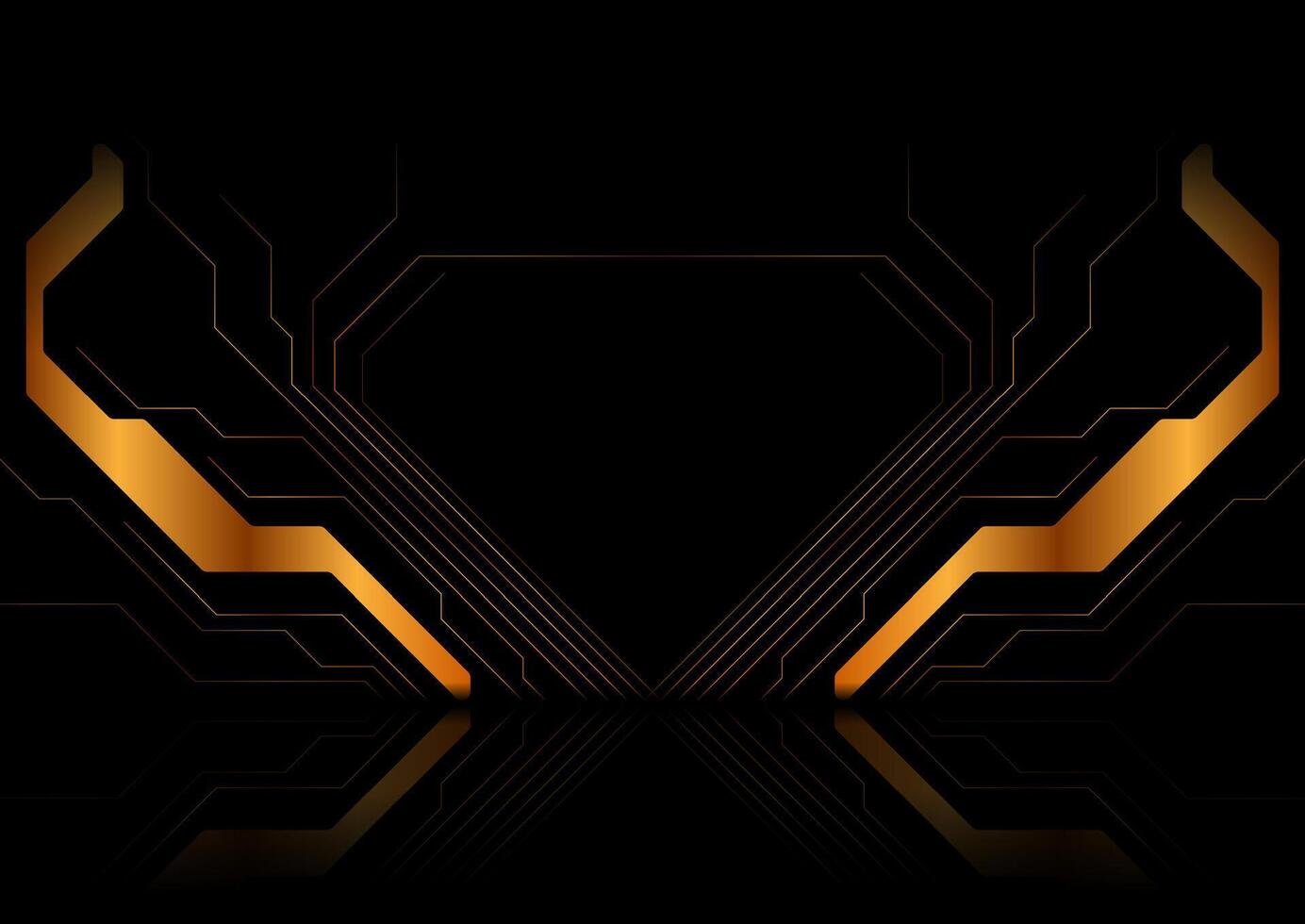 Golden geometric lines abstract futuristic tech background vector