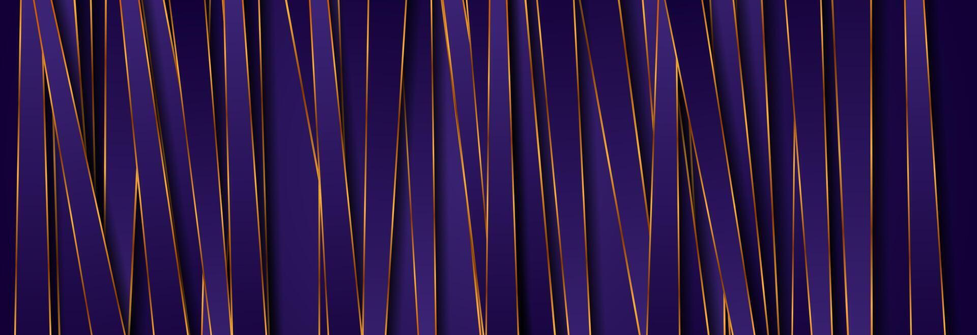 Violet stripes and golden lines abstract tech geometric background vector