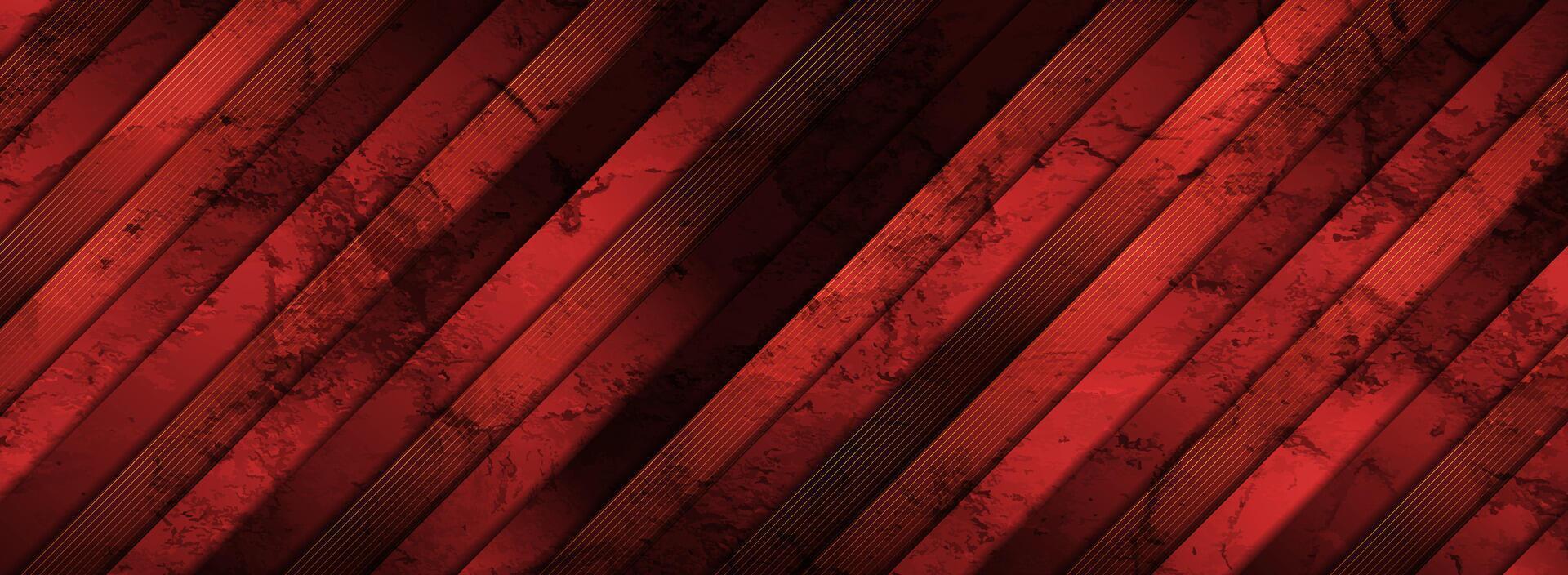 oscuro rojo rayas y dorado líneas resumen grunge bandera vector