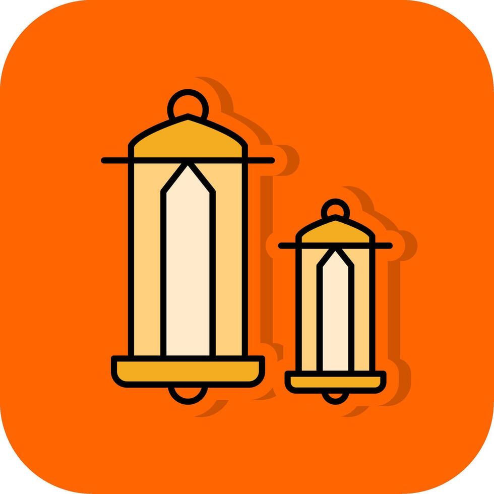 Lantern Filled Orange background Icon vector