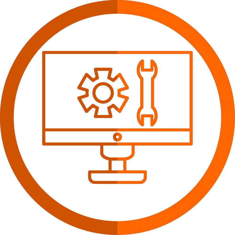 Technical Support Line Orange Circle Icon vector