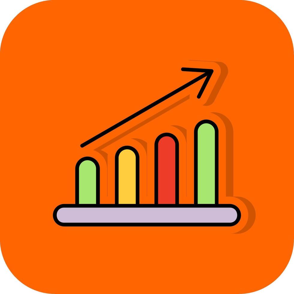 Graph Bar Filled Orange background Icon vector