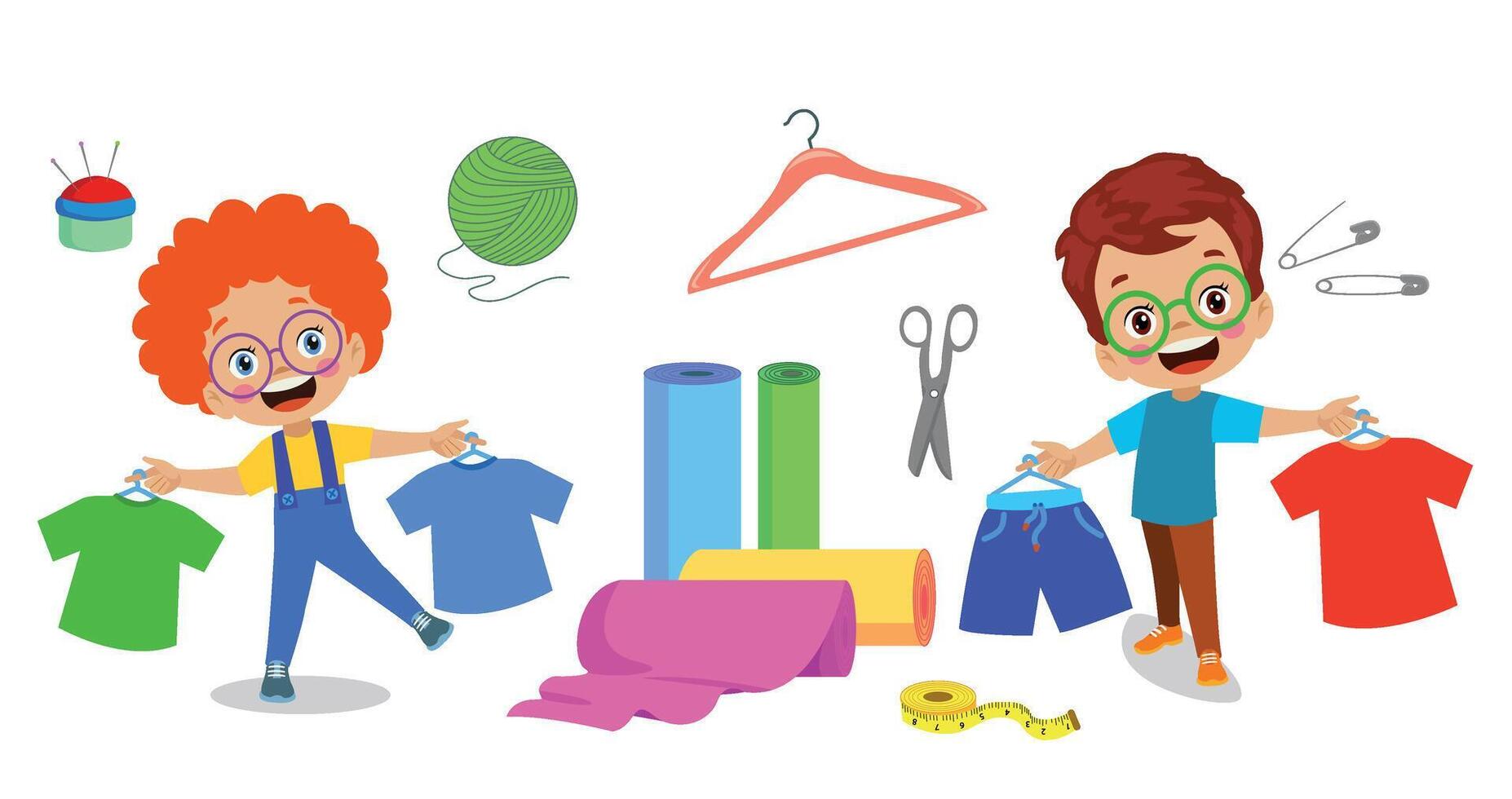 Cute cartoon illustration of a tailor vector