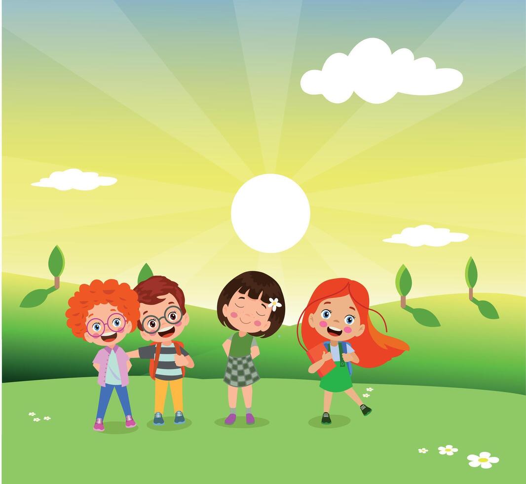 Illustration cute little kids vector