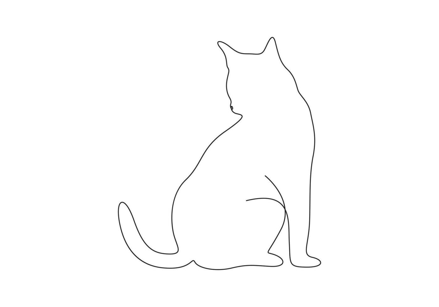Continuous single line drawing of cute cat digital illustration vector