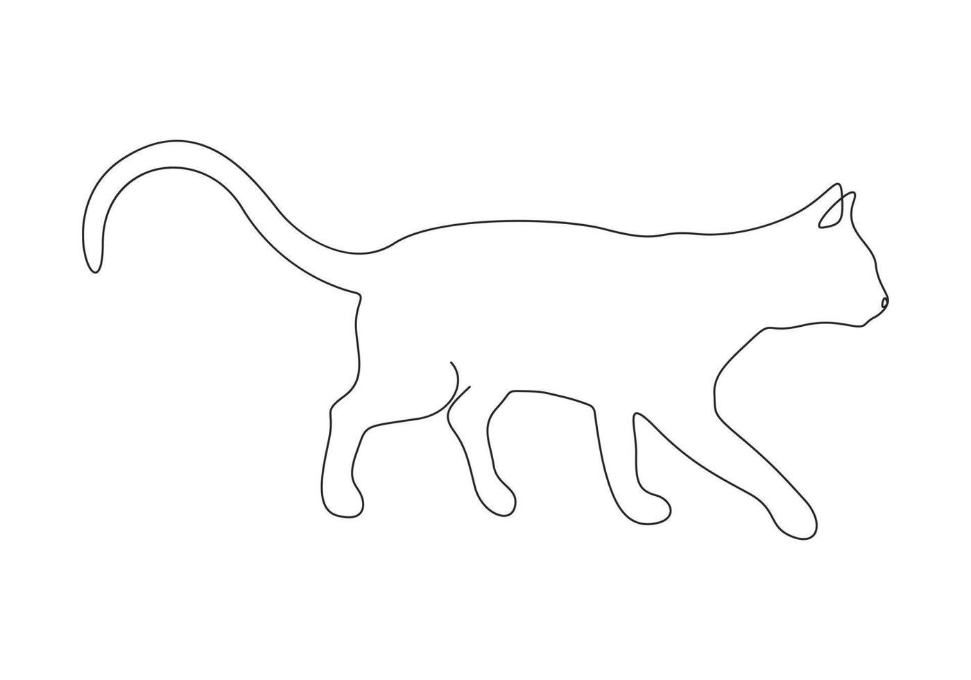 Continuous single line drawing of cute cat digital illustration vector