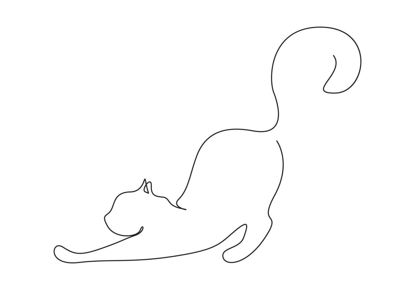 continuo soltero línea dibujo de linda gato digital ilustración vector