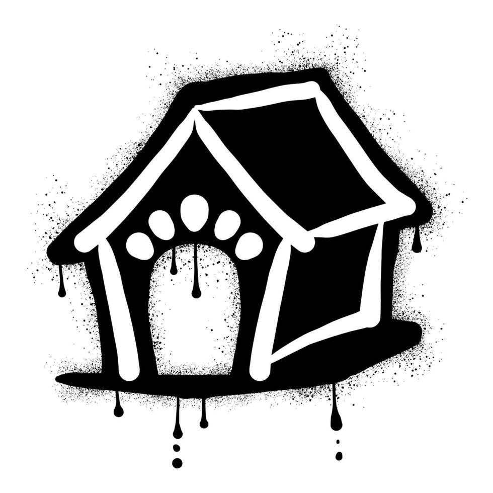 Dog kennel graffiti drawn with black spray paint vector