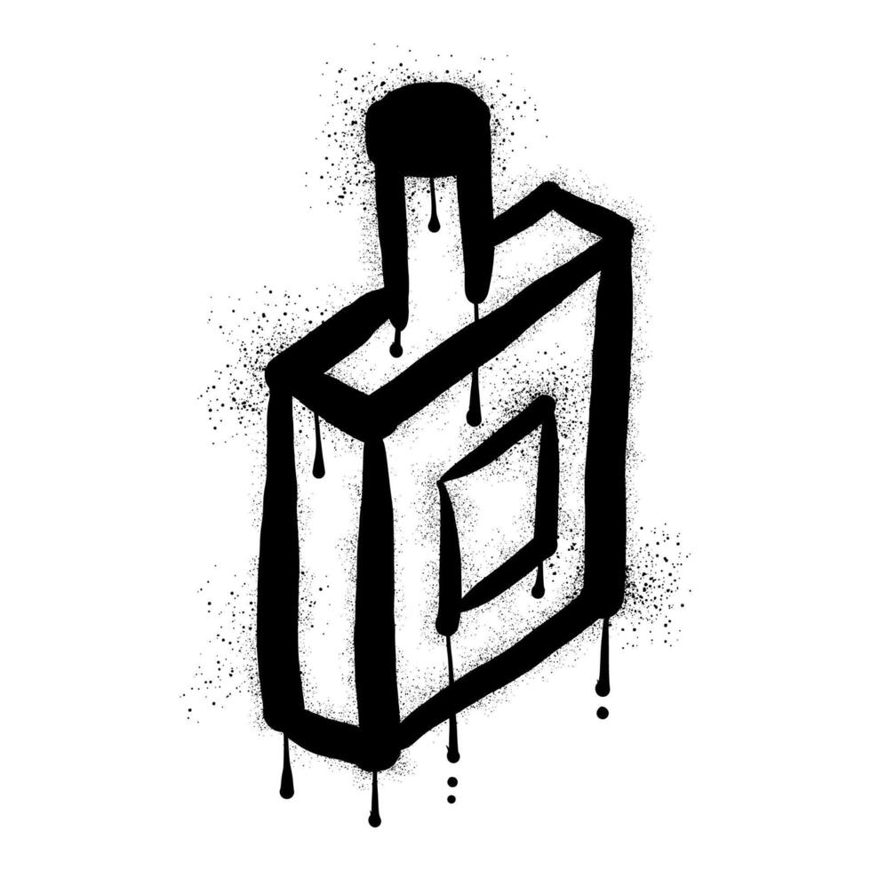 Whiskey bottle graffiti drawn with black spray paint vector