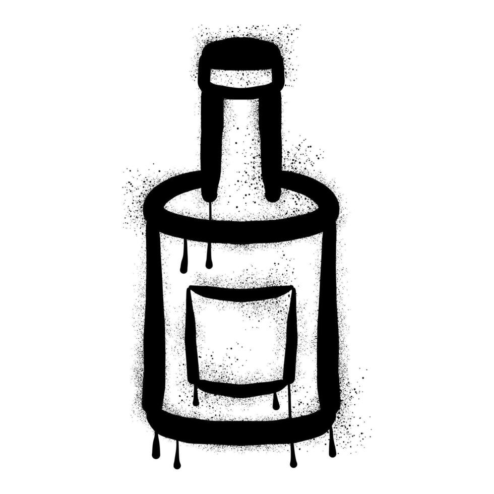 Whiskey bottle graffiti drawn with black spray paint vector