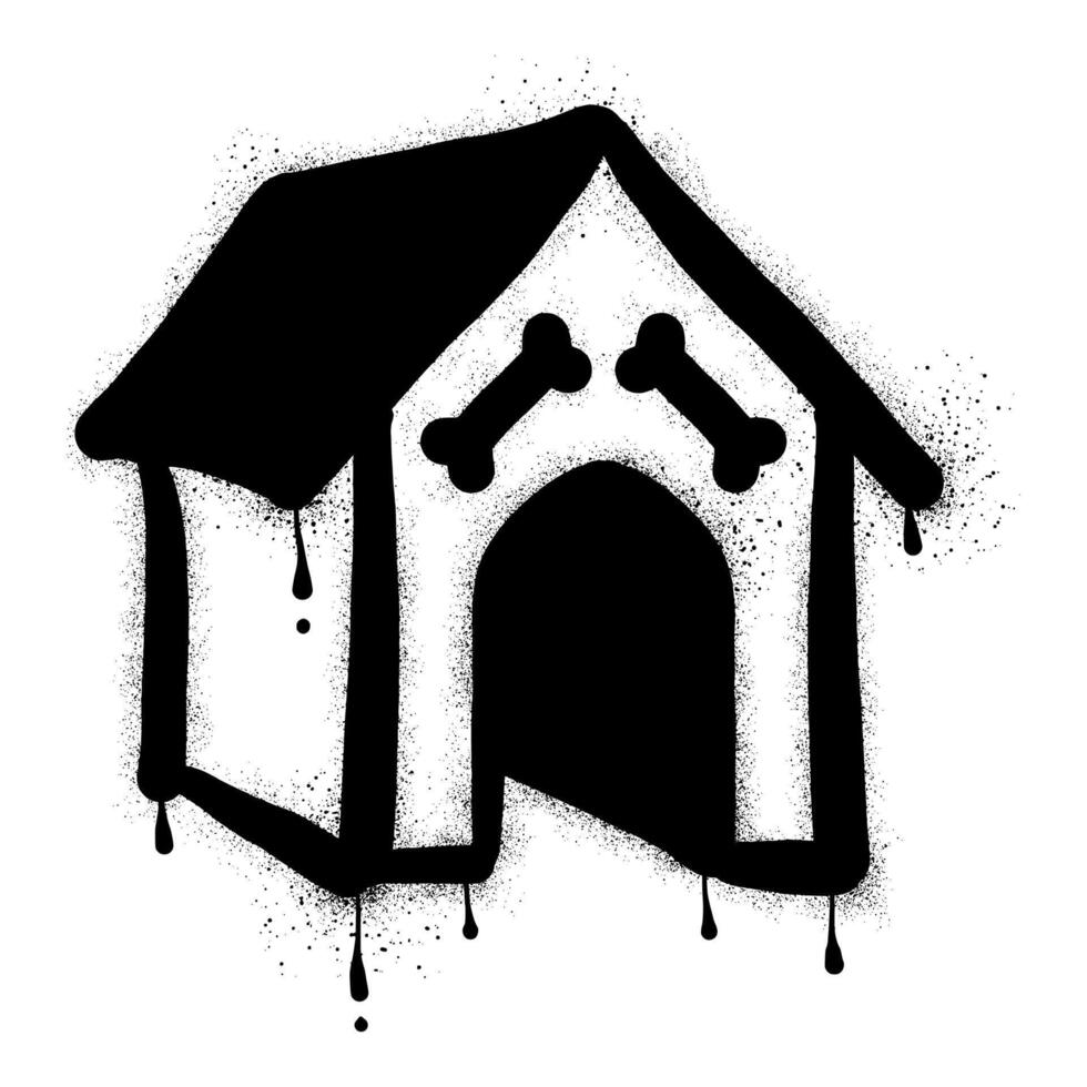 Dog kennel graffiti drawn with black spray paint vector