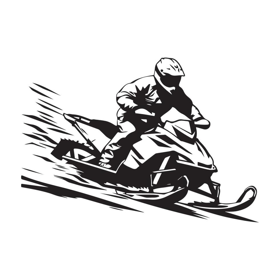 Man driving a snowmobile Image, Illustration on white background vector