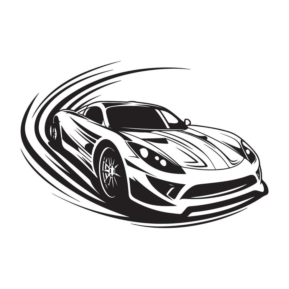Sport car Silhouette, Design, art on white background vector