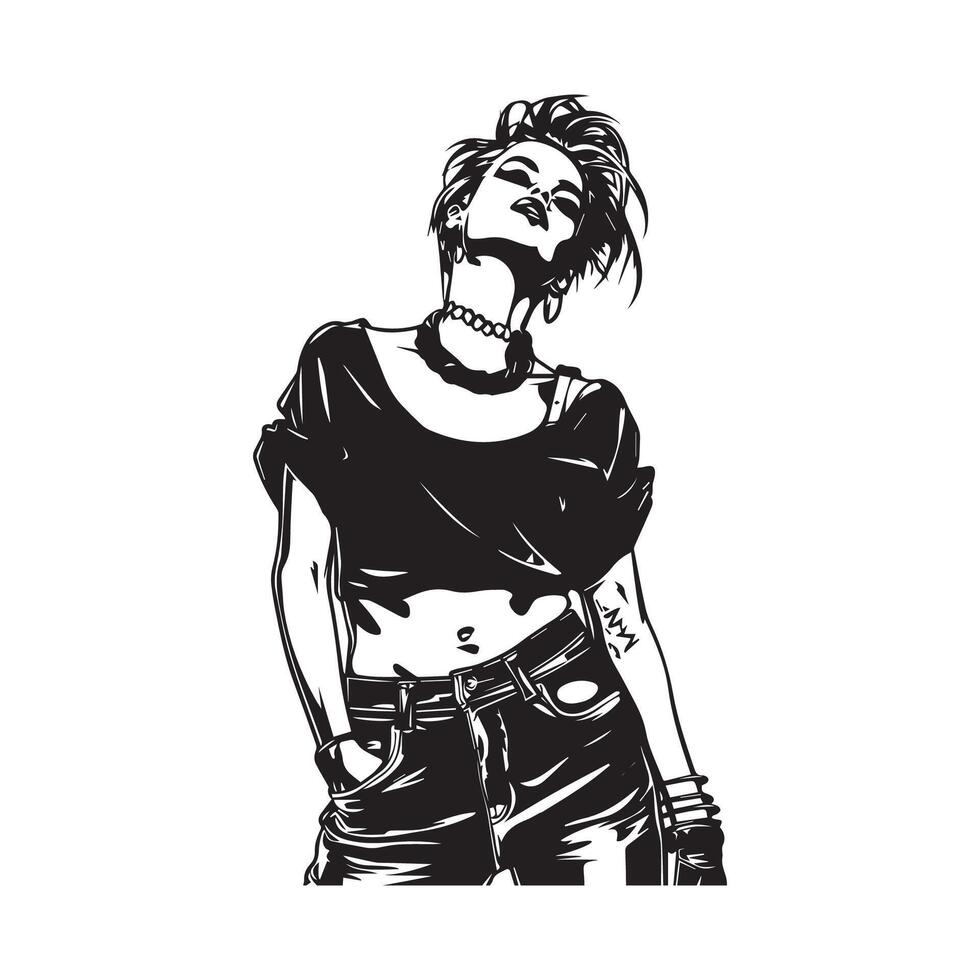 Punk Rocker Woman Image Illustration, Art, Icons, and Graphics vector