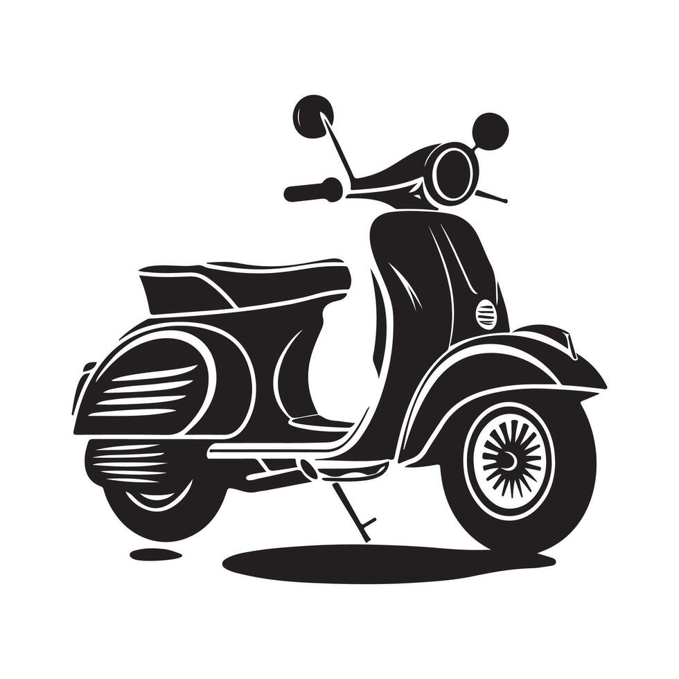 negro clásico scooter, diseño, arte, ilustración gráfico vector