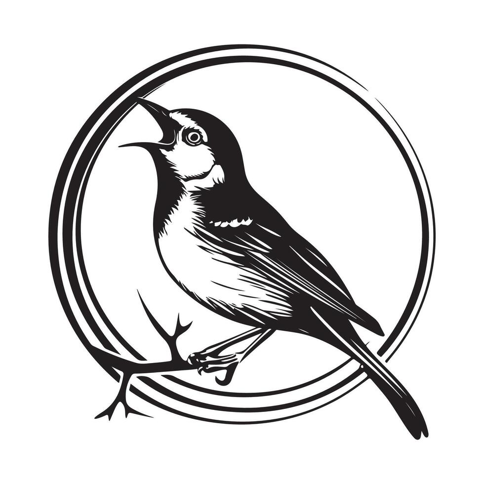 Bird circle Black and White Stock Design and Images vector