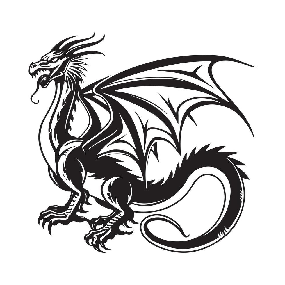 Wyvern Dragon Image, Illustration, art, Design on white background vector