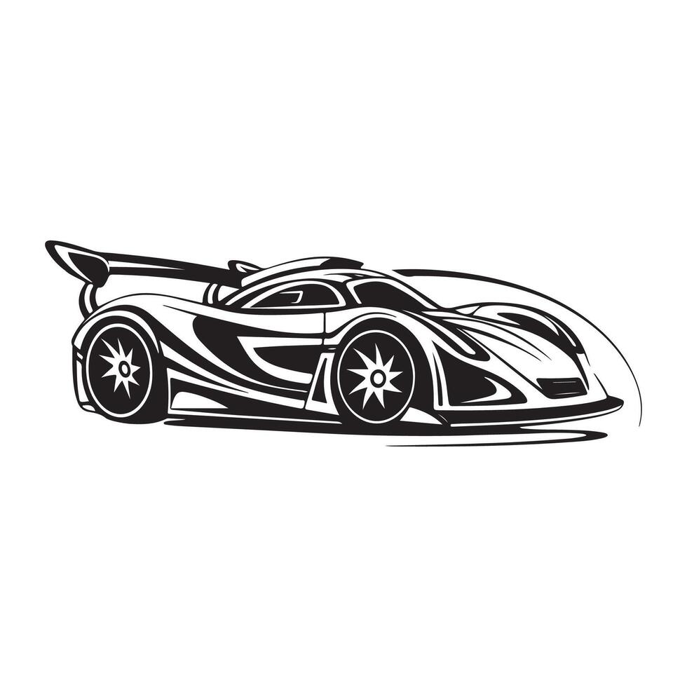 deporte coche diseño, arte, silueta imagen en blanco antecedentes vector