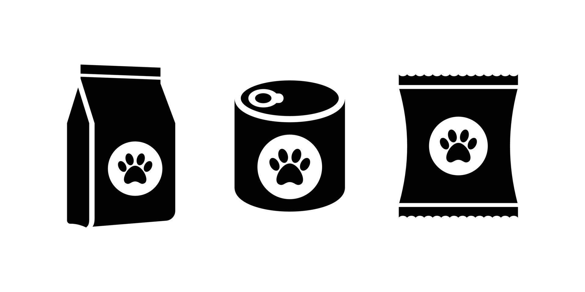 Pet cat and dog food bag sign simple icon on the background. Dog, cat feed package icon animal food icon. vector