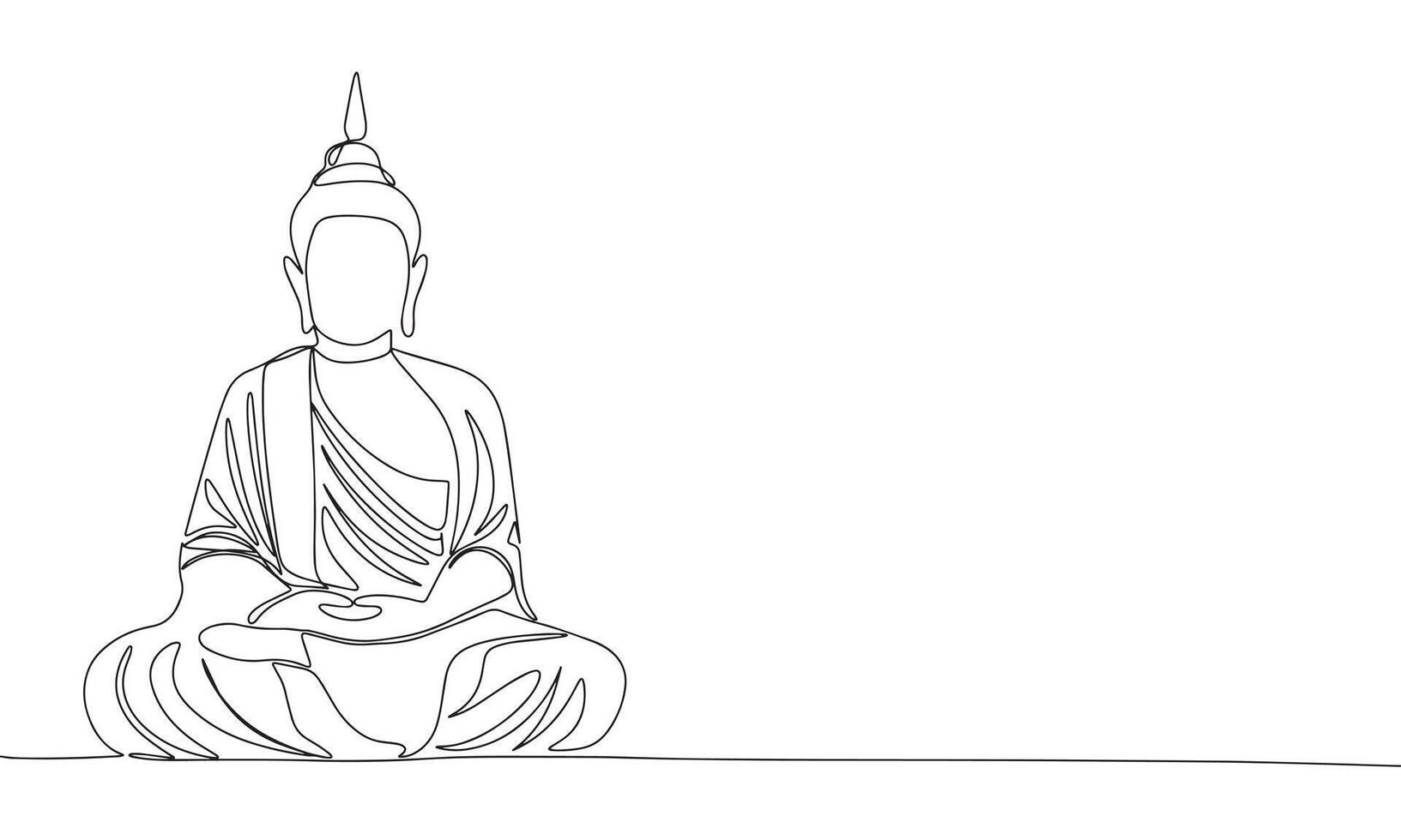 Buddha one line continuous. Line art Buddha. Hand drawn art. vector