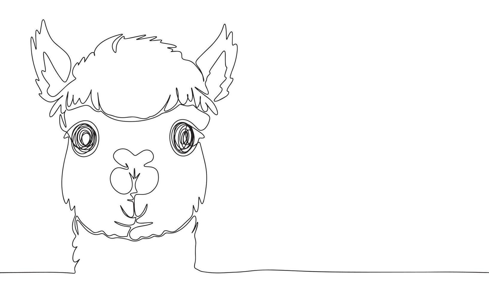 Alpaca one line continuous. Line art Alpaca. Hand drawn art. vector