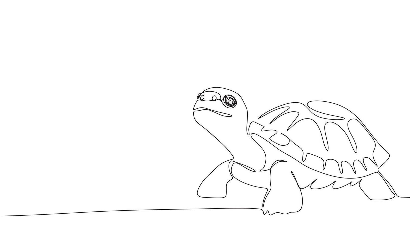 Turtle one line continuous. Line art tortoise. Hand drawn art. vector