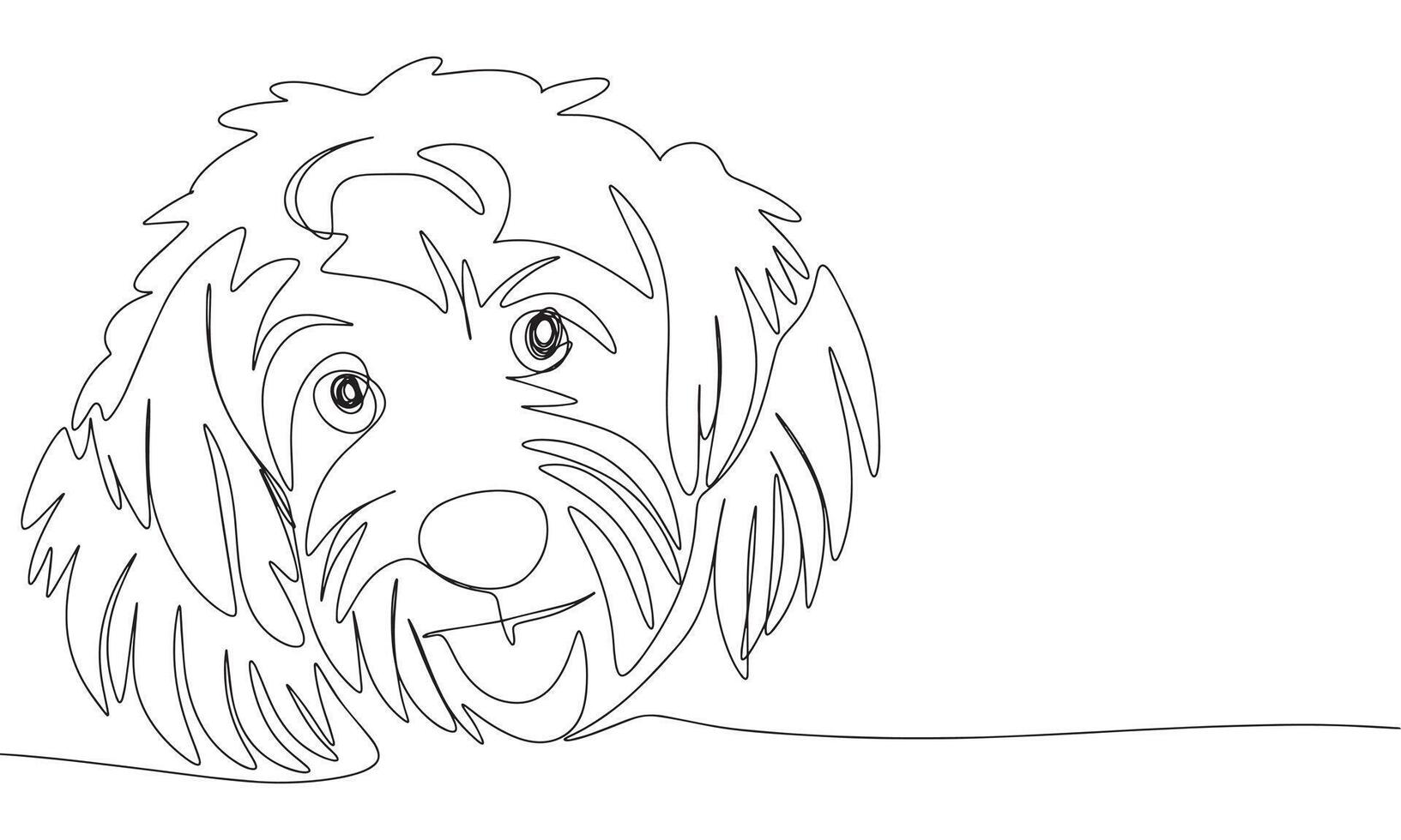 Cute dog face one line continuous. Line art poodle. Hand drawn art. vector