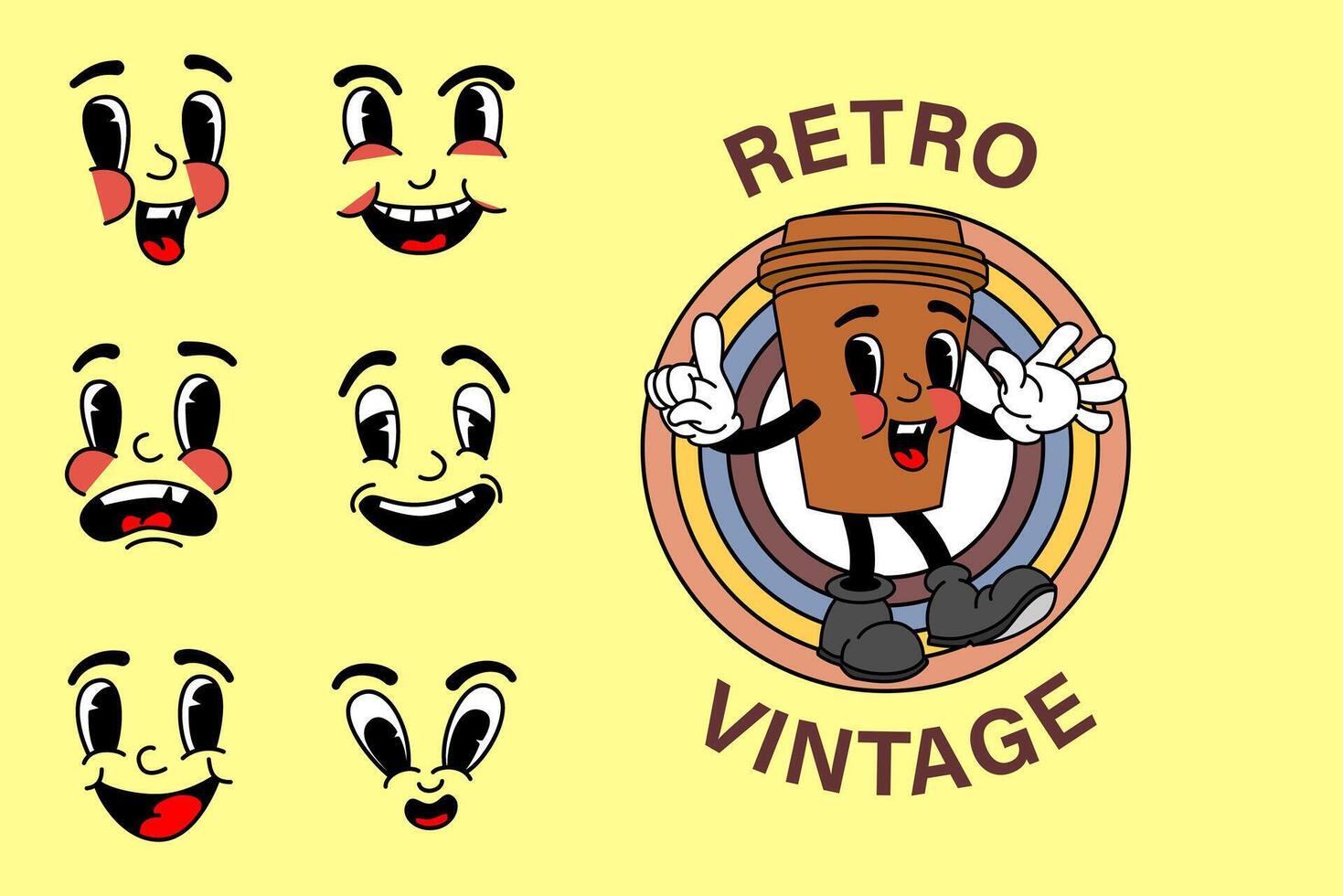 retro Clásico dibujos animados mascota vector