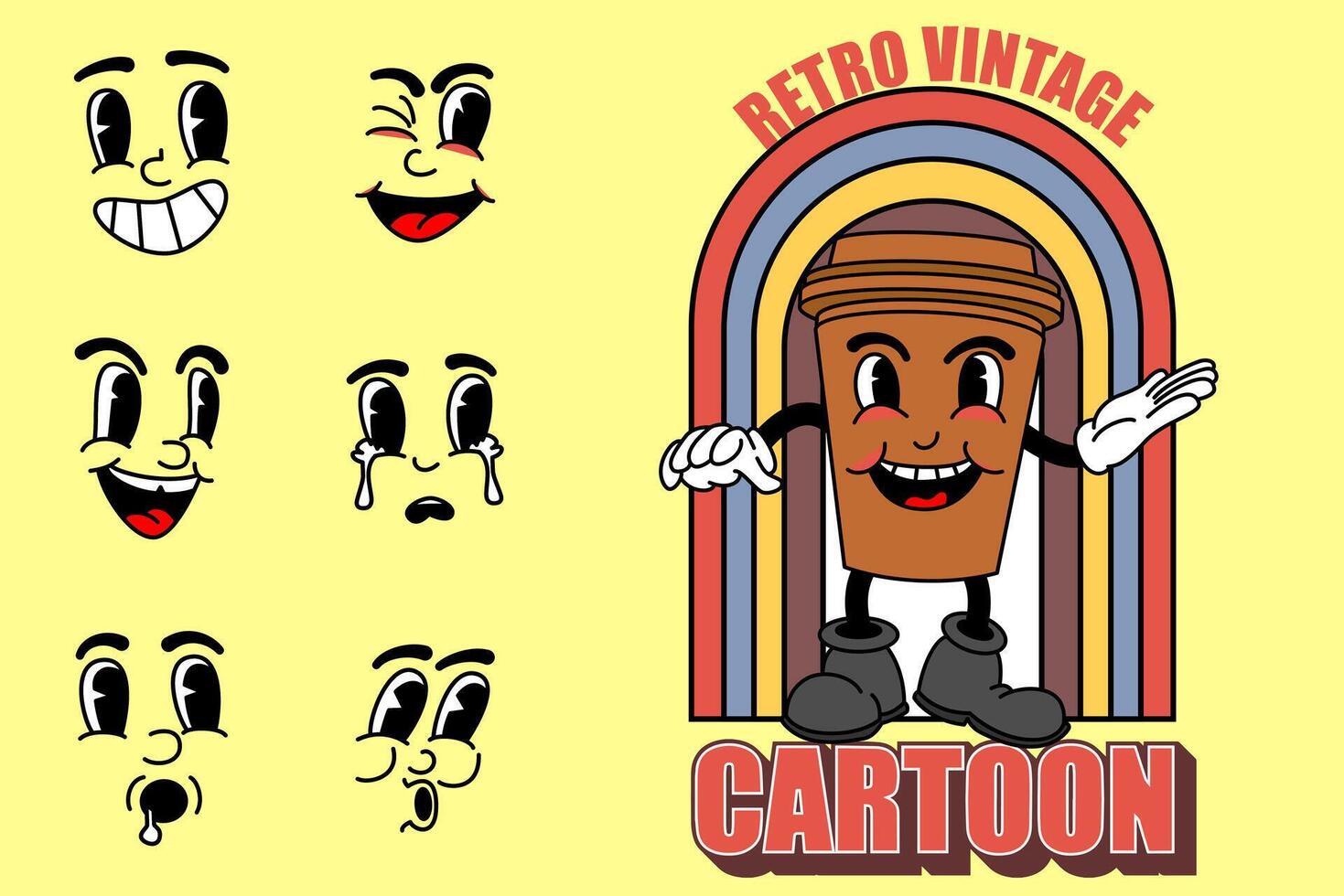 retro Clásico dibujos animados mascota vector