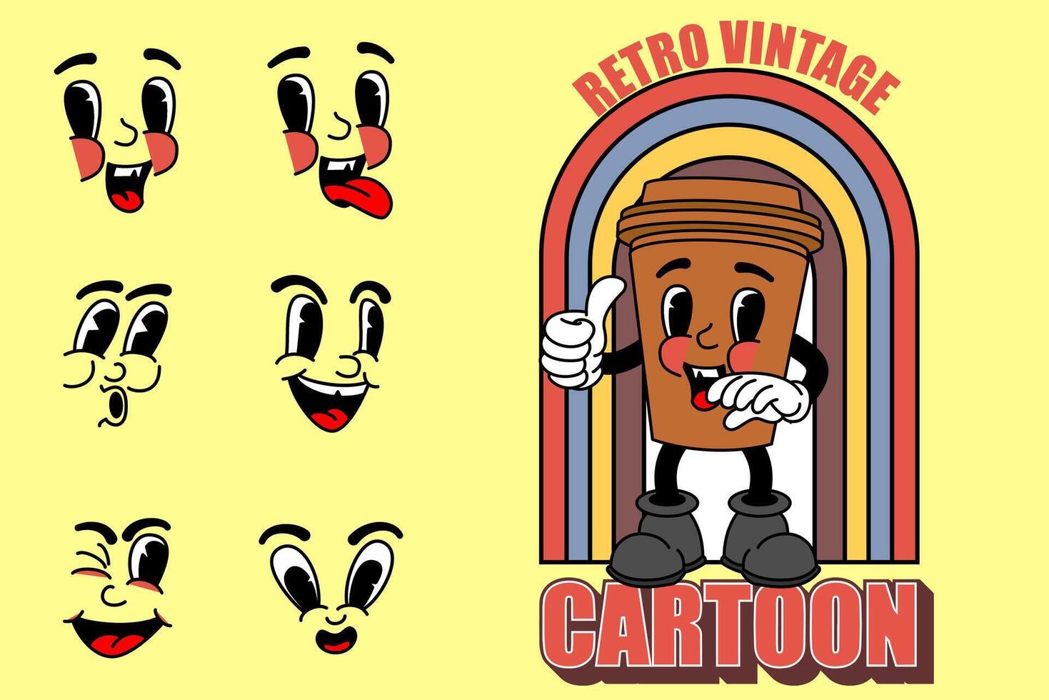 retro Clásico dibujos animados mascota vector