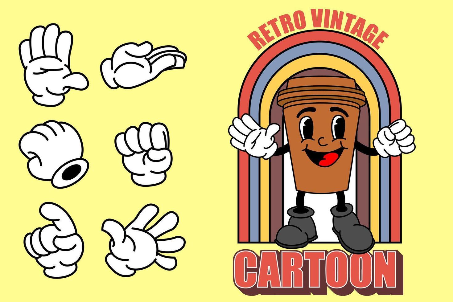 retro Clásico dibujos animados mascota vector