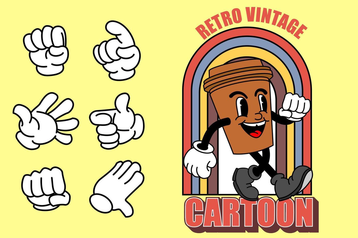 retro Clásico dibujos animados mascota vector