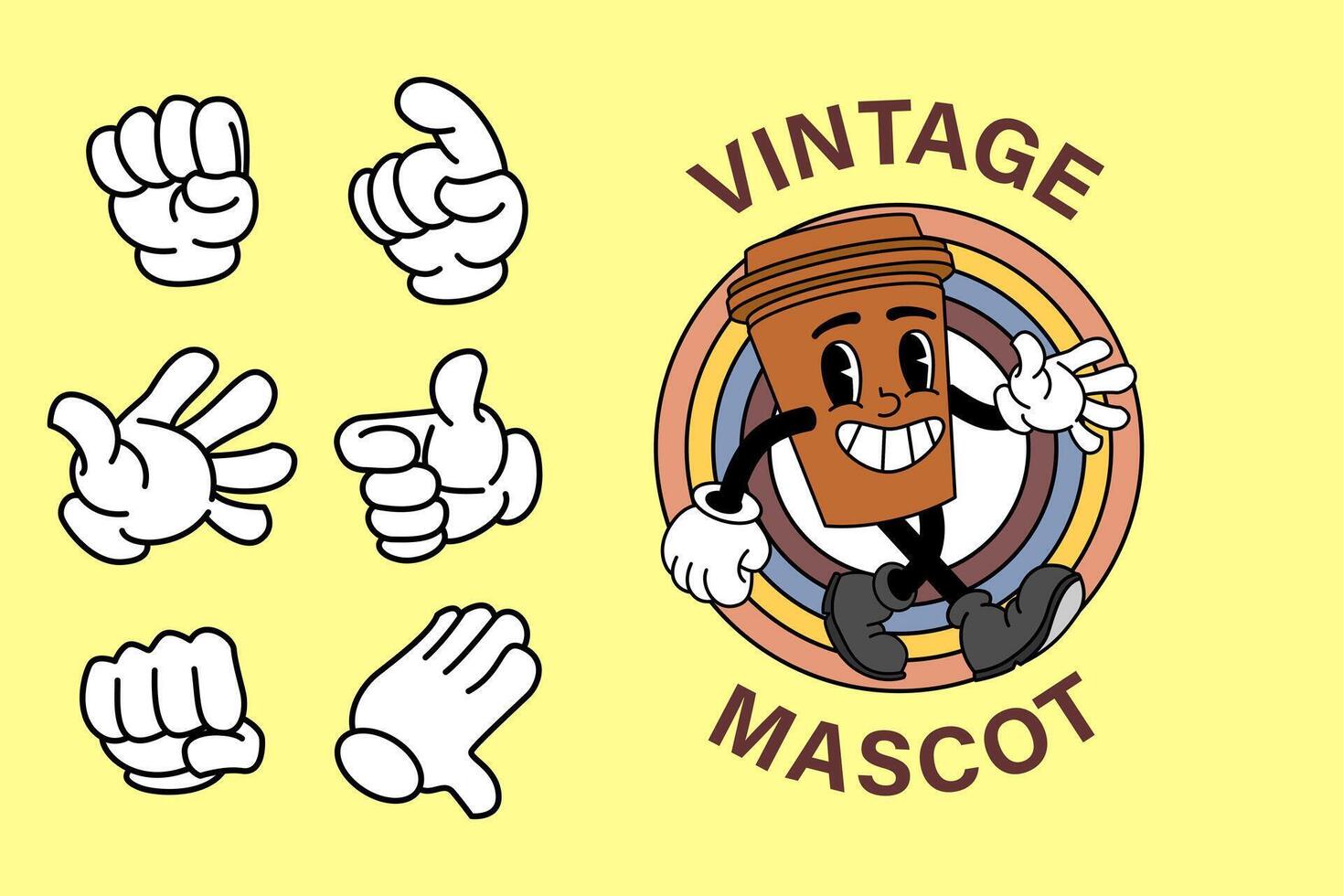 retro Clásico dibujos animados mascota vector